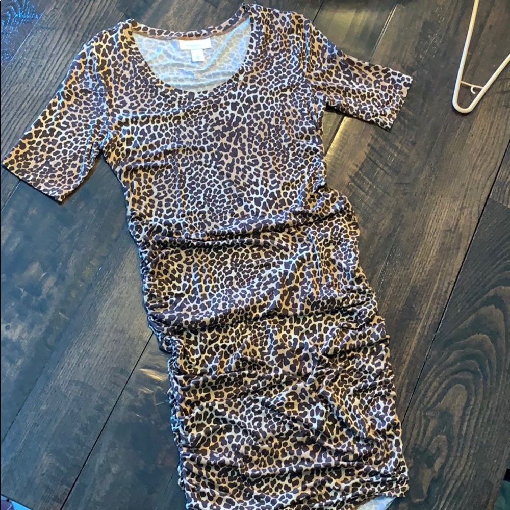 Maternity mid-length leopard dress